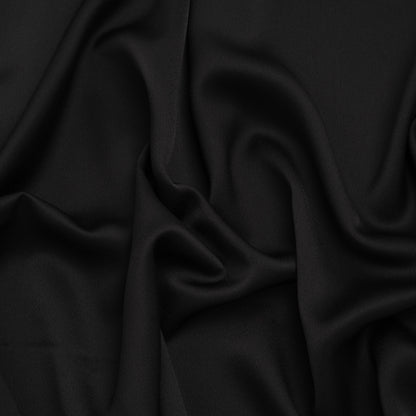 Polyester Crepe Back Satin - Black - Designer Deadstock