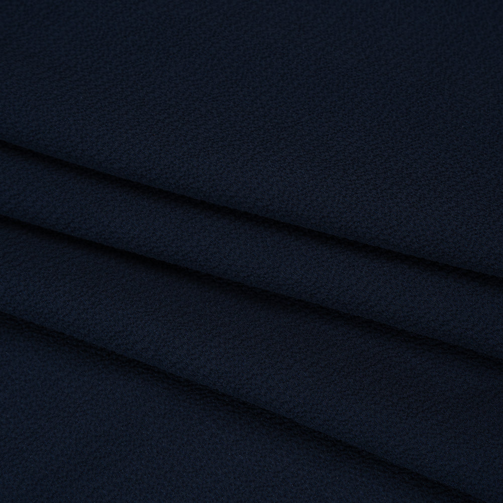 Stretch Polyester Bubble Crepe - Dark Navy Blue - Designer Deadstock - Folded