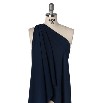 Stretch Polyester Bubble Crepe - Dark Navy Blue - Designer Deadstock