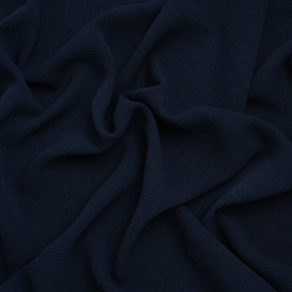 Stretch Polyester Bubble Crepe - Dark Navy Blue - Designer Deadstock