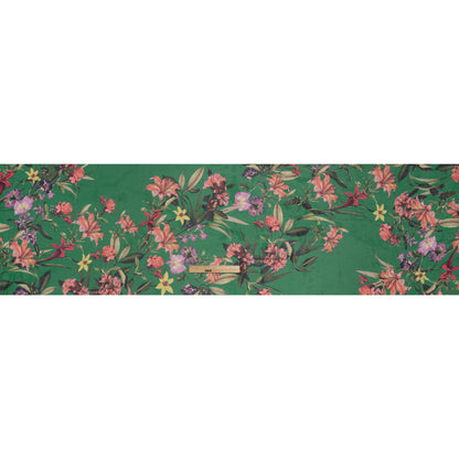 Polyester Chiffon Print - Coral Pink, Soft Yellow and Kelly Green Tropical Floral - Designer Deadstock