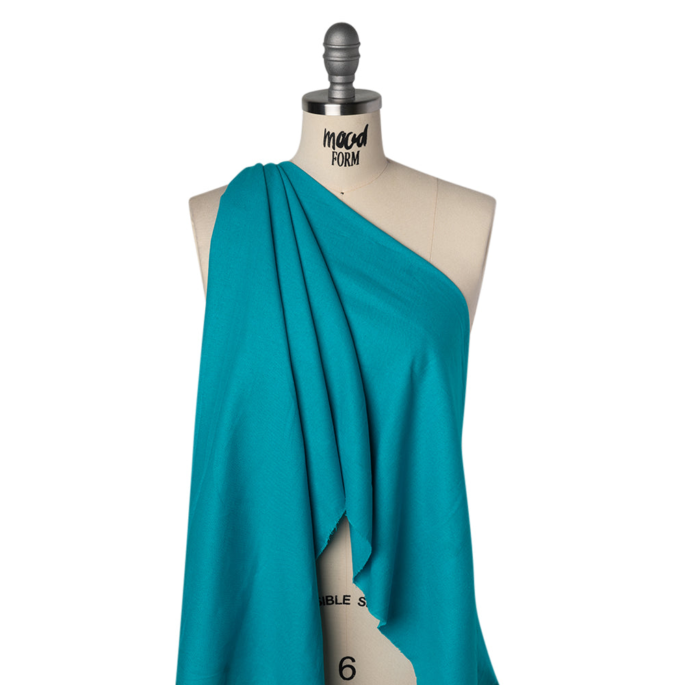 Rayon and Linen Woven - Bright Aqua Blue - Deadstock - Drape