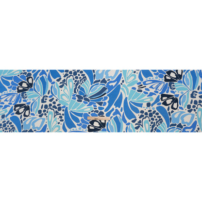 Polyester Crepe Print - Blue and White Abstract Floral Shapes - Designer Deadstock - Full