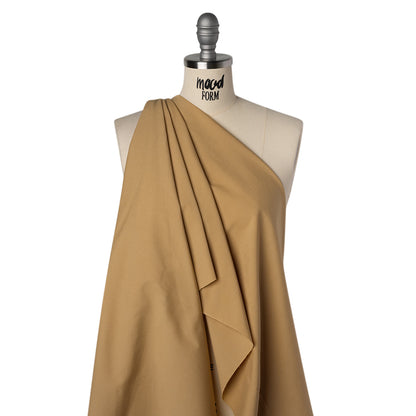 Stretch Polyester and Cotton Poplin - Camel Brown - Designer Deadstock