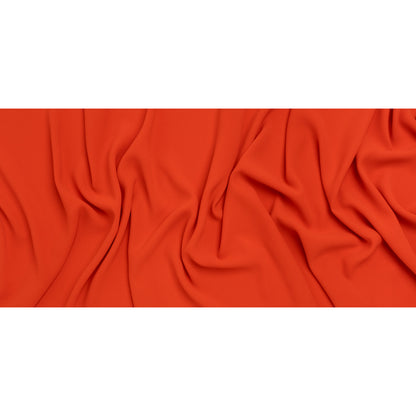 Polyester Satin-Faced Crepe - Coral Orange - Designer Deadstock