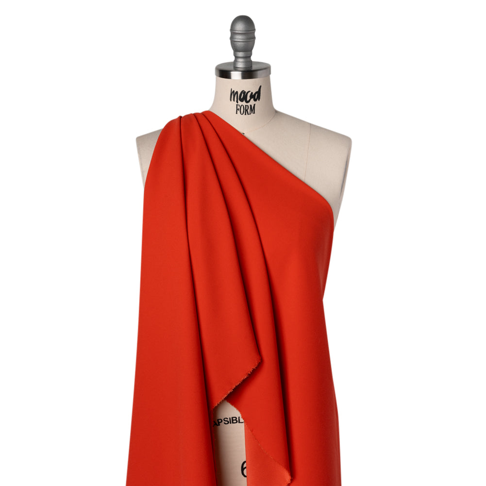 Polyester Satin-Faced Crepe - Coral Orange - Designer Deadstock - Drape