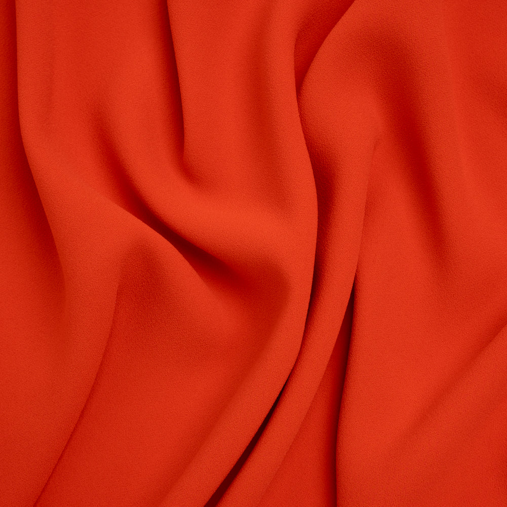 Polyester Satin-Faced Crepe - Coral Orange - Designer Deadstock