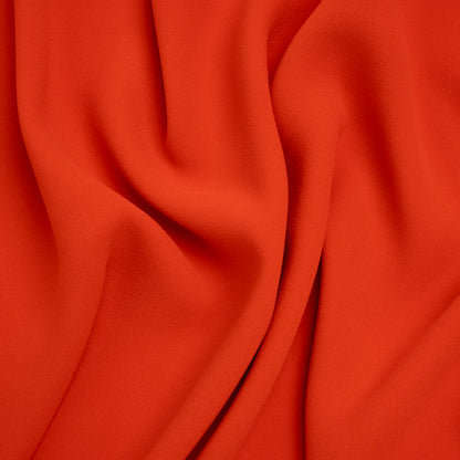 Polyester Satin-Faced Crepe - Coral Orange - Designer Deadstock