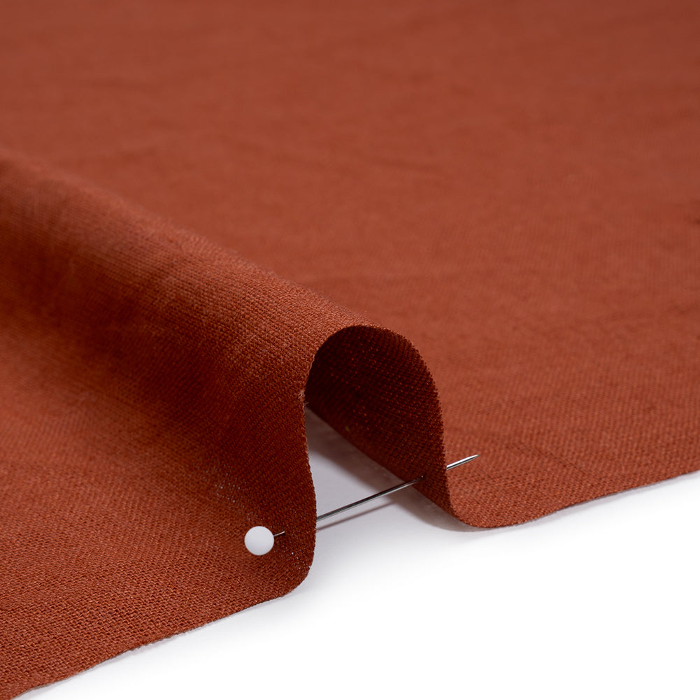 Viscose and Linen Woven - Brick Clay Brown - Deadstock - Detail