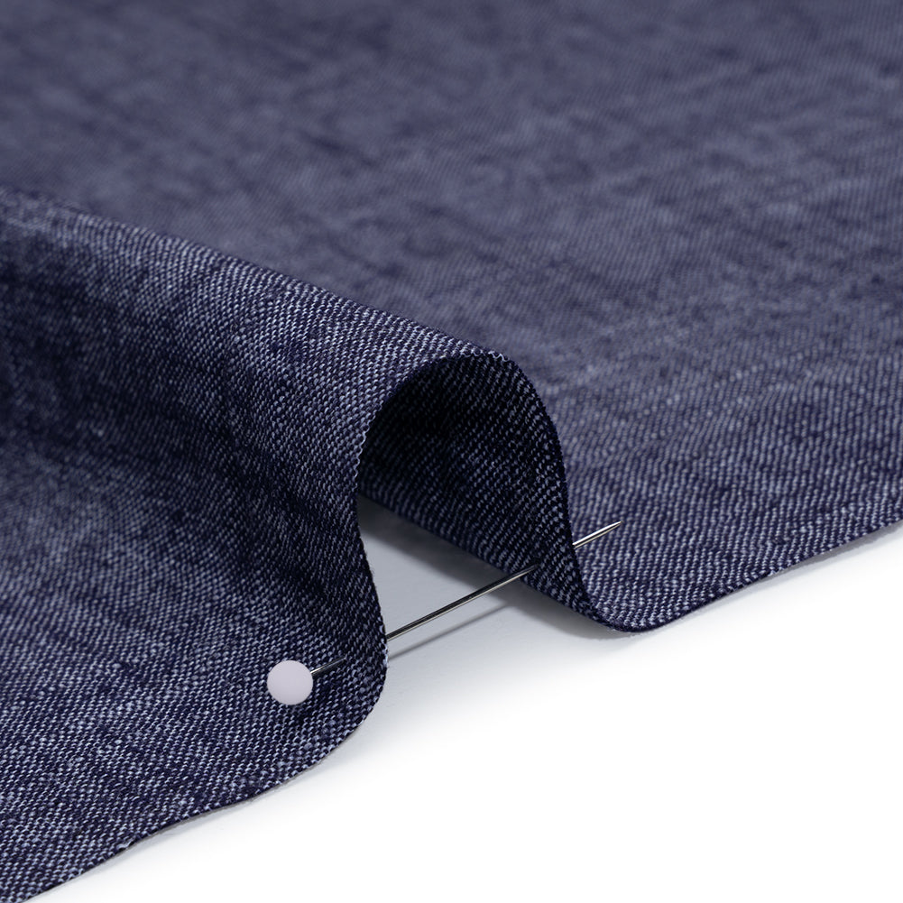 Linen, Rayon and Polyester Woven - Denim Blue - Designer Deadstock - Detail