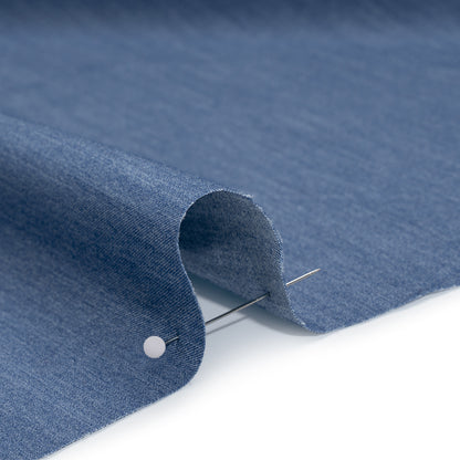 Stretch Polyester Lightweight Denim Twill - Country Denim Blue - Designer Deadstock