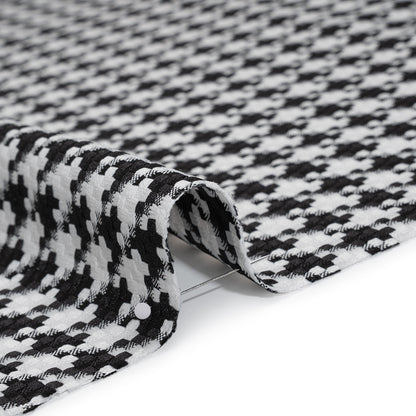 Polyester Woven - Black and White Houndstooth - Designer Deadstock