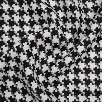 Polyester Woven - Black and White Houndstooth - Designer Deadstock