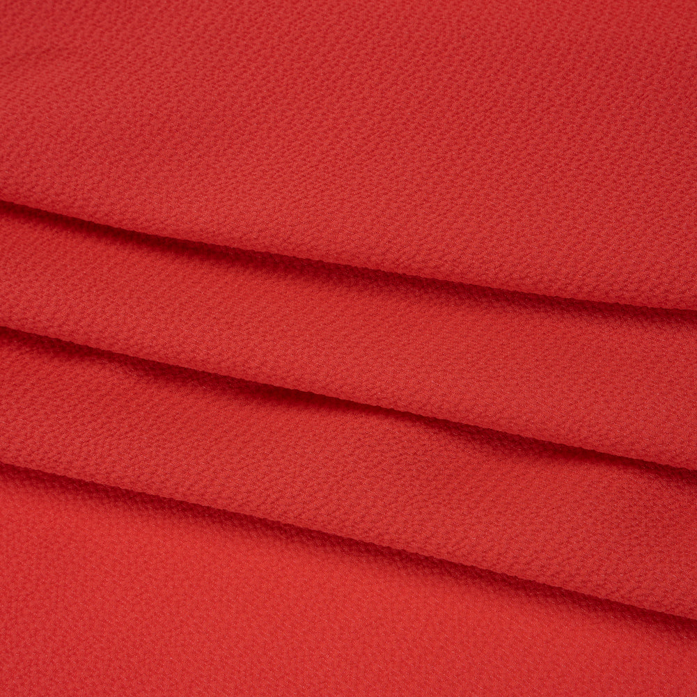 Stretch Polyester Bubble Crepe - Melon Pink - Designer Deadstock - Folded