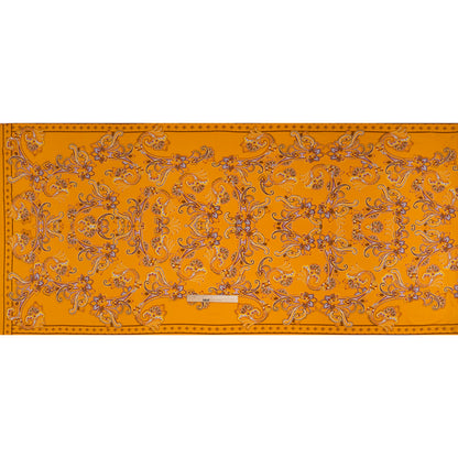 Stretch Polyester Tricot Print - Sunny Orange, Brick Red, Penny Brown Paisley - Designer Deadstock
