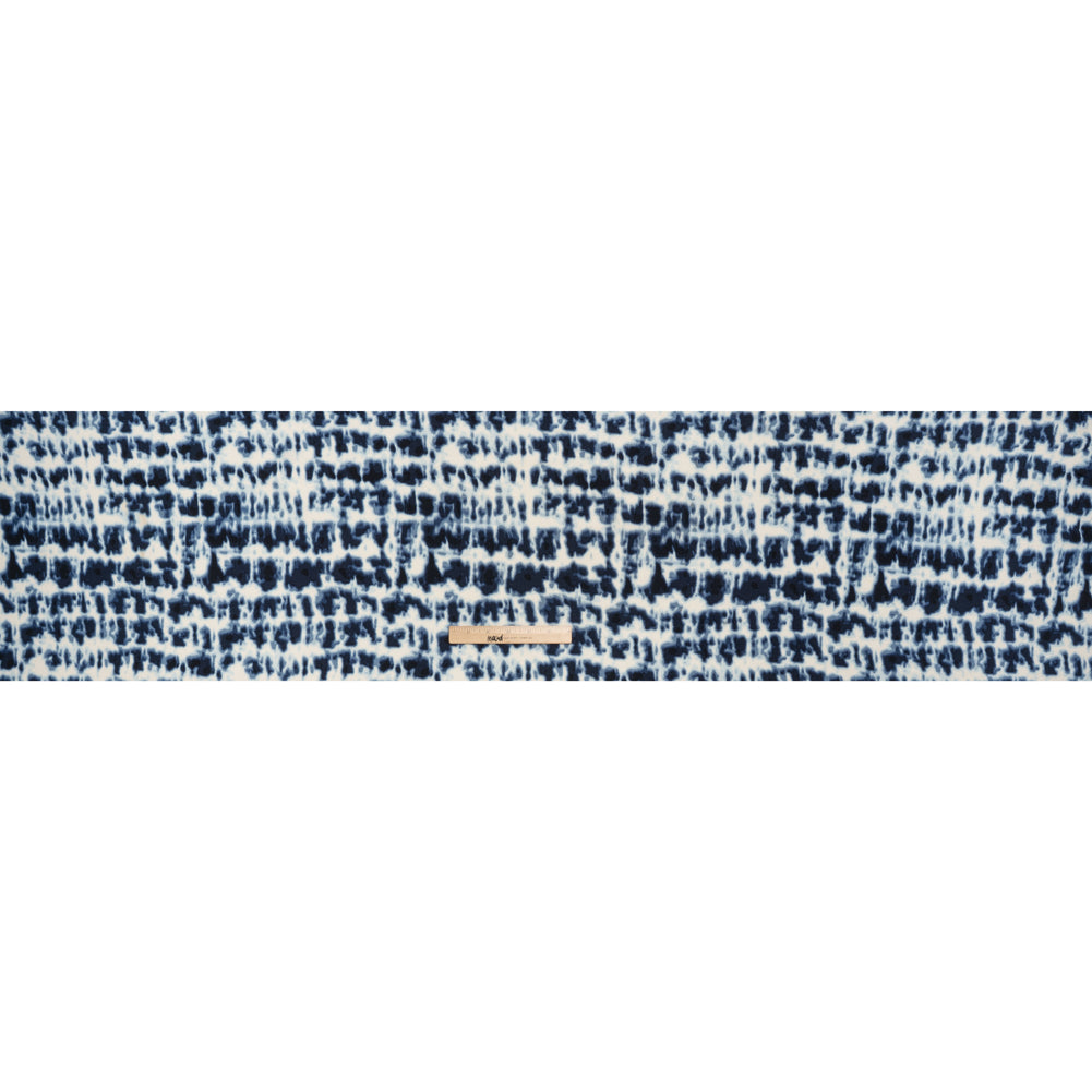 Crinkled Rayon Woven Print - Midnight Blue and Off White Tie-Dye Abstract Animal Spots - Deadstock - Full