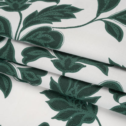 Stretch Cotton Poplin Print - Forest Green Baroque Floral - Designer Deadstock