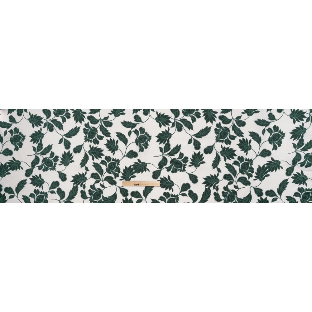Stretch Cotton Poplin Print - Forest Green Baroque Floral - Designer Deadstock - Full