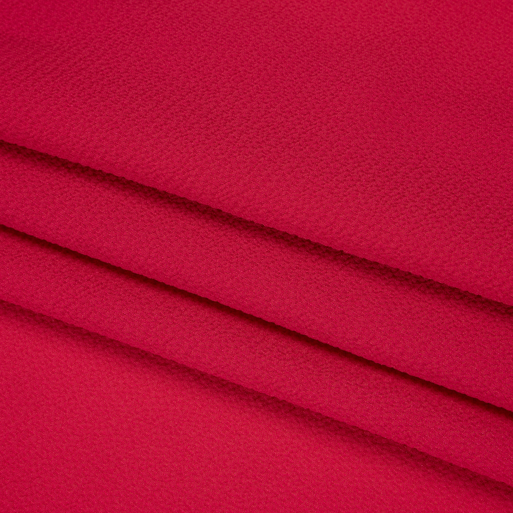 Stretch Polyester Bubble Crepe - Raspberry Pink - Designer Deadstock - Folded