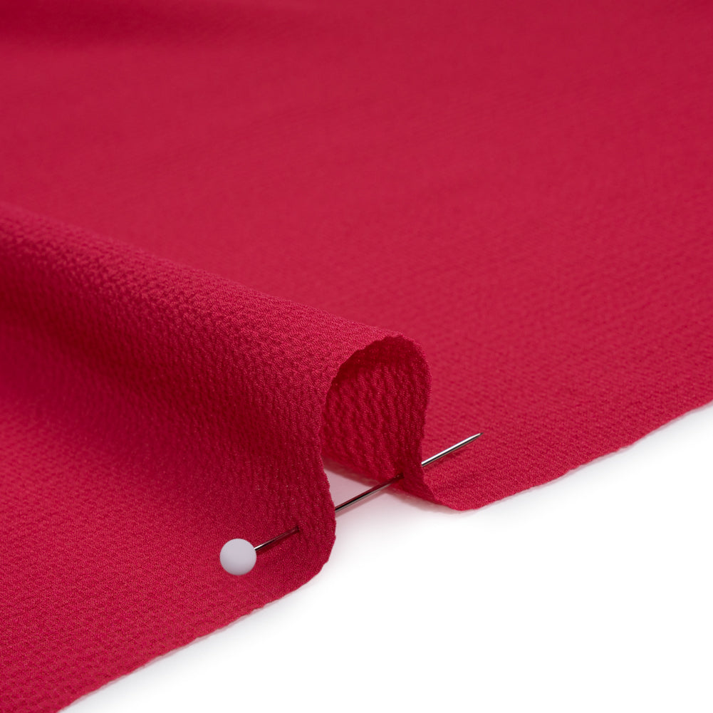 Stretch Polyester Bubble Crepe - Raspberry Pink - Designer Deadstock - Detail