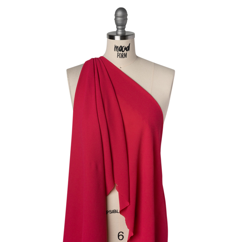 Stretch Polyester Bubble Crepe - Raspberry Pink - Designer Deadstock - Drape