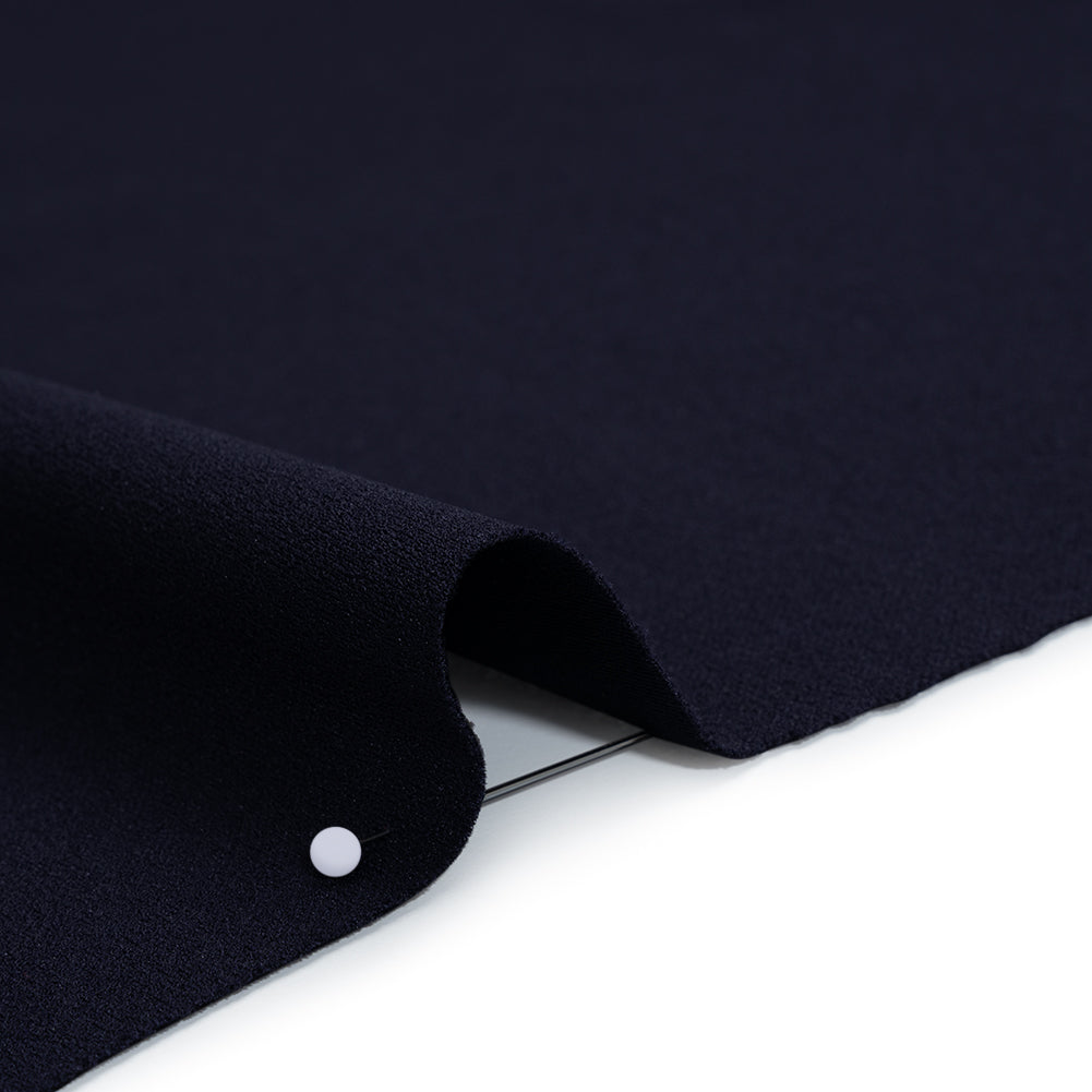 Stretch Polyester Crepe Double Knit - Twilight Blue - Designer Deadstock - Detail