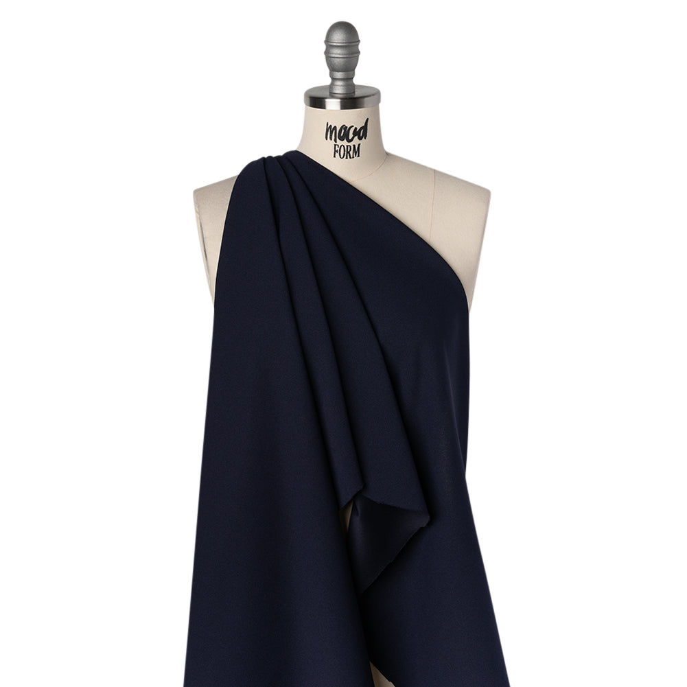 Stretch Polyester Crepe Double Knit - Twilight Blue - Designer Deadstock - Drape