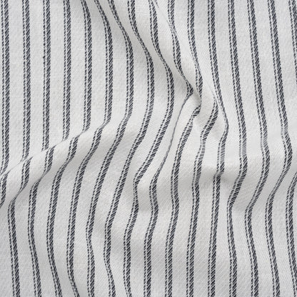 Loose Cotton Twill - Navy Blue and Natural White Balanced Stripes - Designer Deadstock