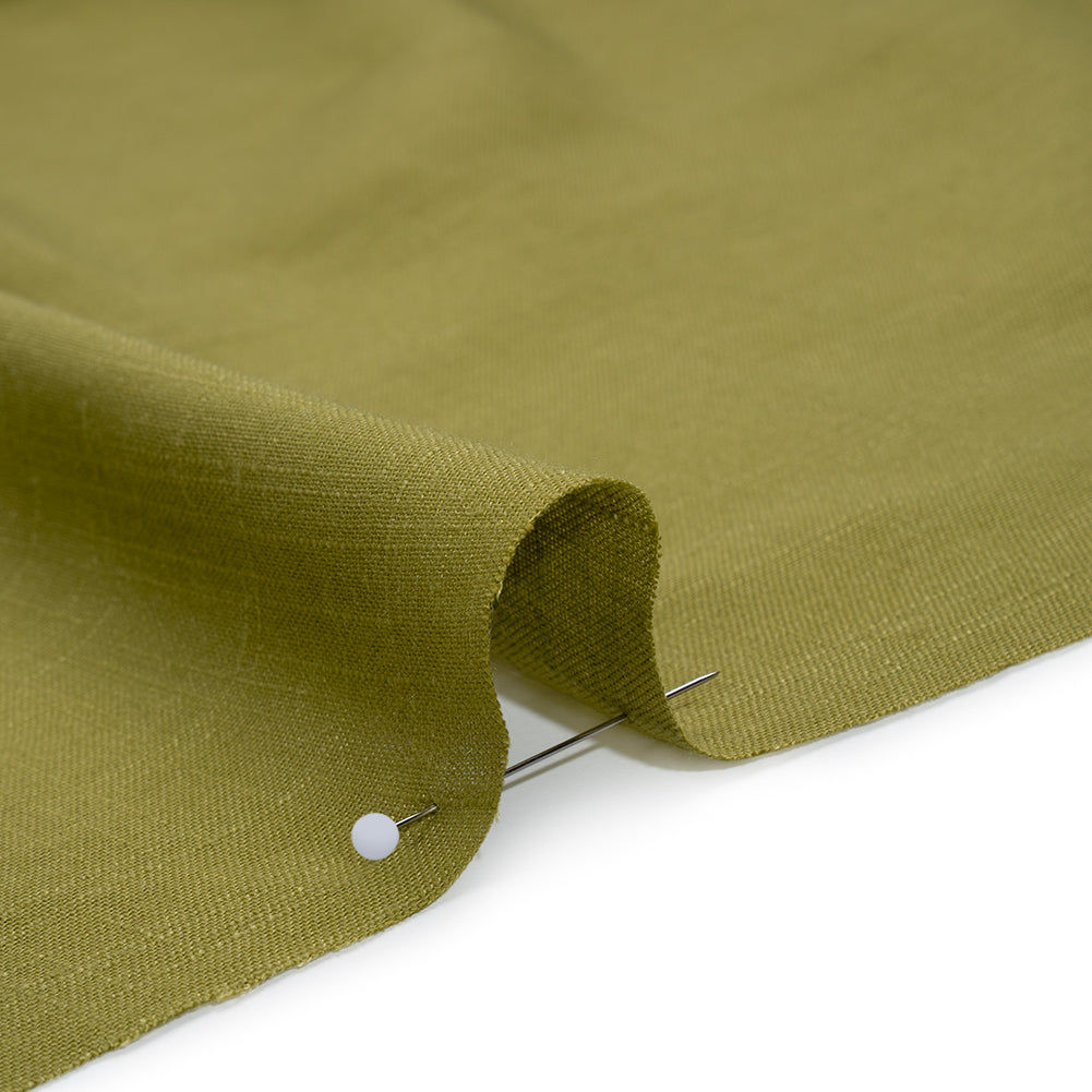 Slubbed Polyester Woven - Olive Green - Deadstock - Detail