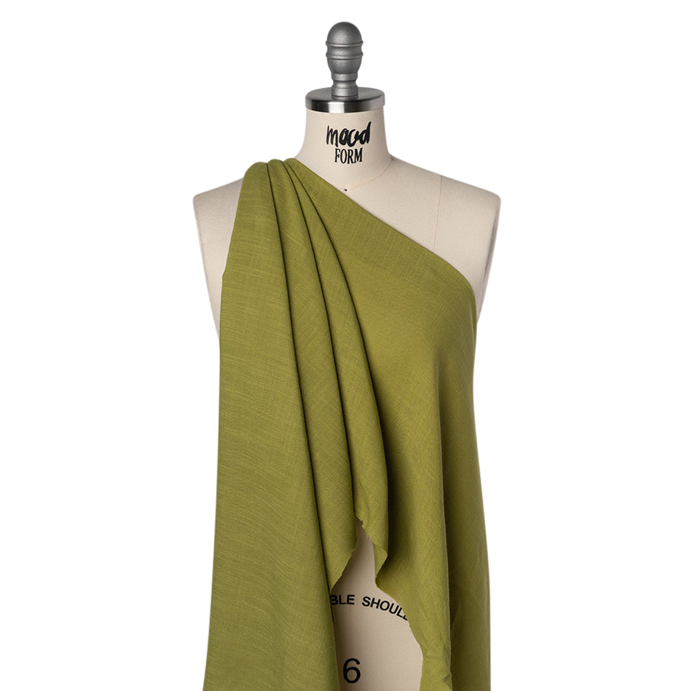Slubbed Polyester Woven - Olive Green - Deadstock - Drape