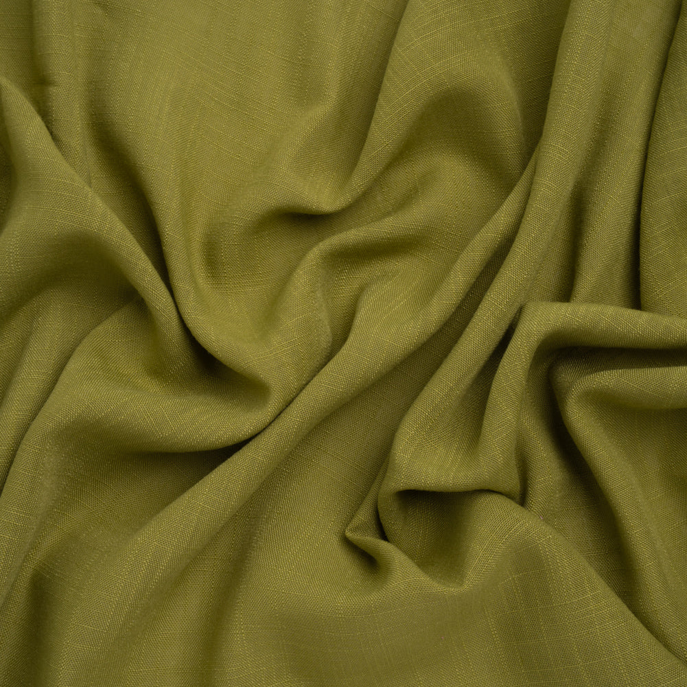 Slubbed Polyester Woven - Olive Green - Deadstock