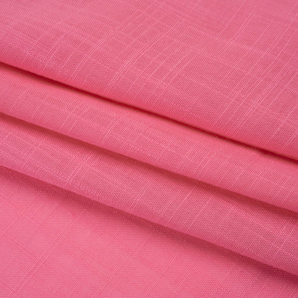 Slubbed Polyester Woven- Hot Pink - Deadstock - Folded