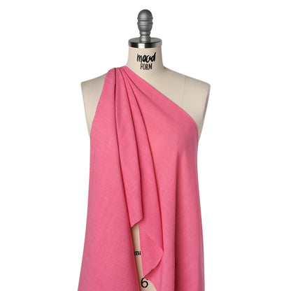Slubbed Polyester Woven- Hot Pink - Deadstock