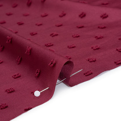 Swiss Dot Polyester Charmeuse - Berry - Designer Deadstock