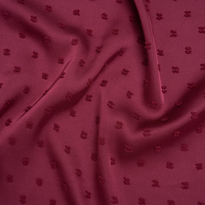 Swiss Dot Polyester Charmeuse - Berry - Designer Deadstock