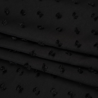 Metallic Swiss Dot Polyester Satin - Black - Designer Deadstock
