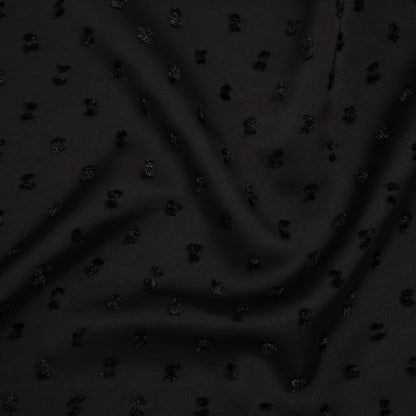 Metallic Swiss Dot Polyester Satin - Black - Designer Deadstock