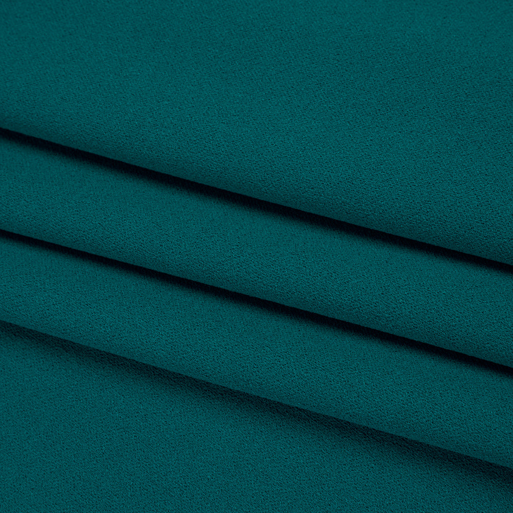 Stretch Polyester Crepe Scuba Knit - Deep Teal Blue - Designer Deadstock - Folded