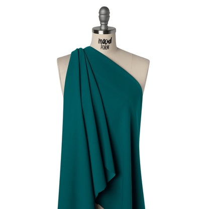 Stretch Polyester Crepe Scuba Knit - Deep Teal Blue - Designer Deadstock