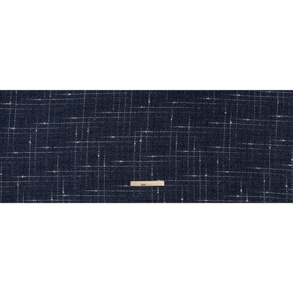 Metallic Wool Blend Tweedy Twill Boucle Made in Italy - Navy Blue, White and Silver Plaid - Deadstock