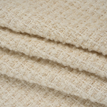 Metallic Wool Boucle Tweed Made in Italy - Ivory and Gold - Deadstock