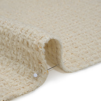 Metallic Wool Boucle Tweed Made in Italy - Ivory and Gold - Deadstock