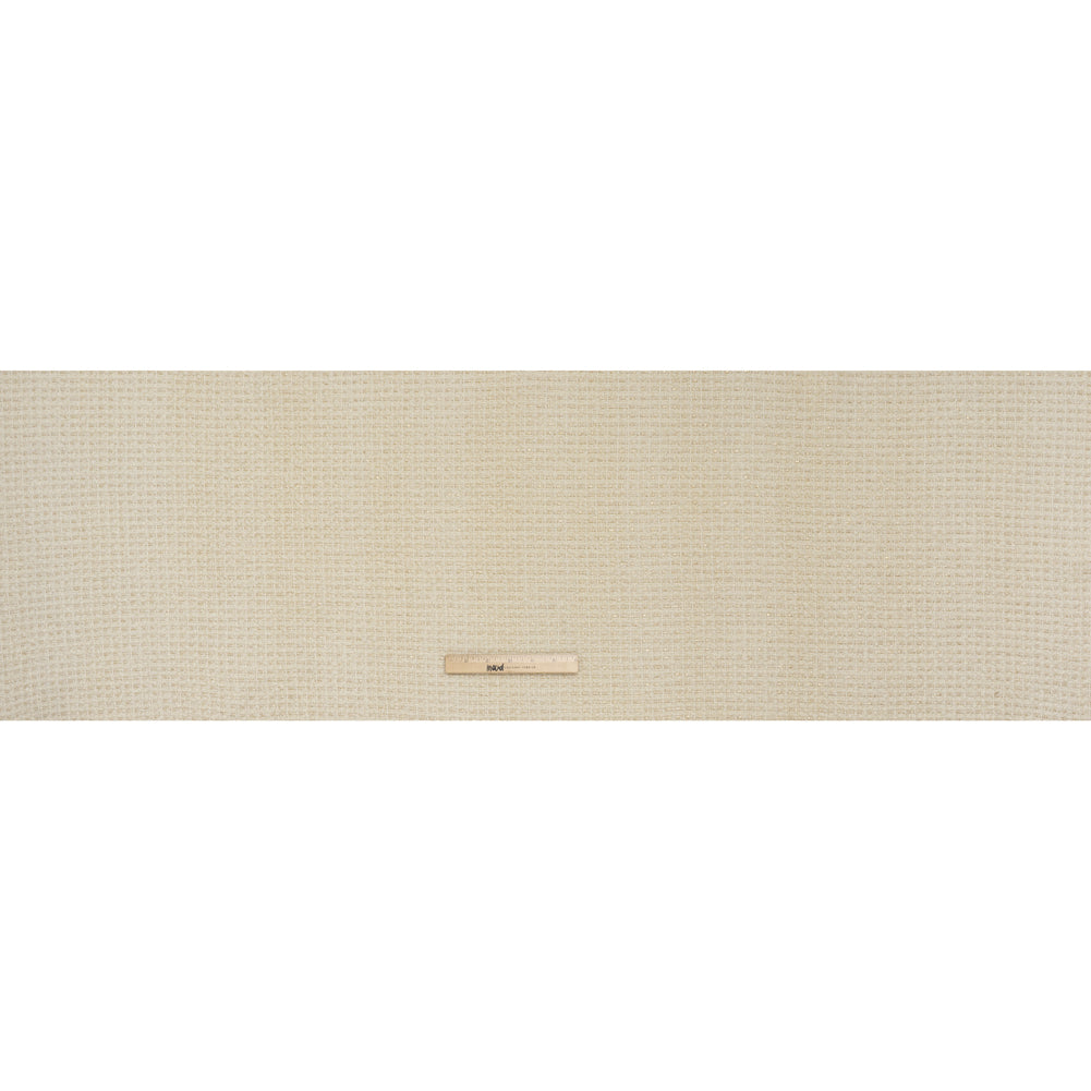 Metallic Wool Boucle Tweed Made in Italy - Ivory and Gold - Deadstock
