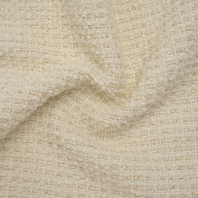 Metallic Wool Boucle Tweed Made in Italy - Ivory and Gold - Deadstock