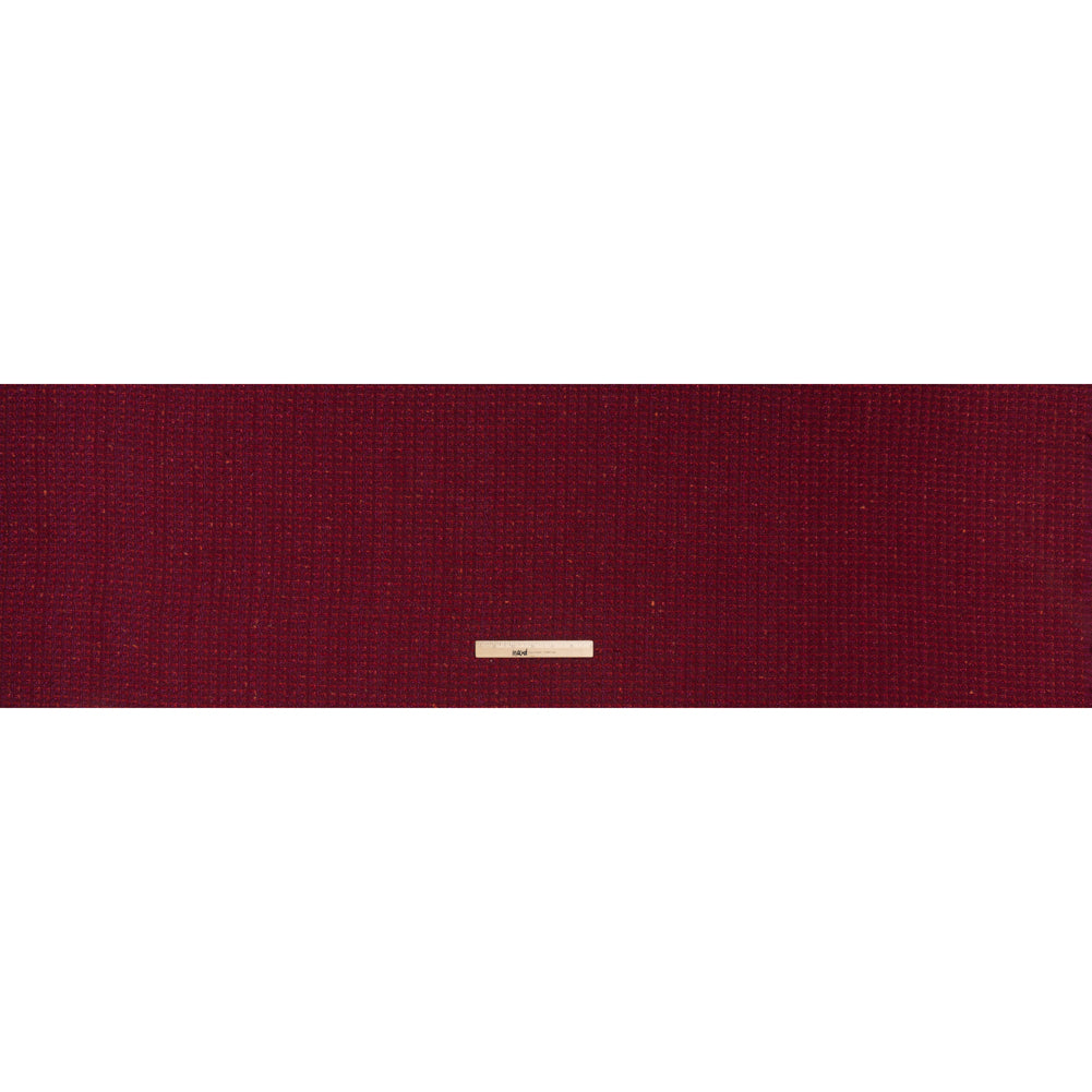 Metallic Wool Blend Tweed Twill Made in Italy - Dark Cherry and Fuchsia Mottled - Deadstock