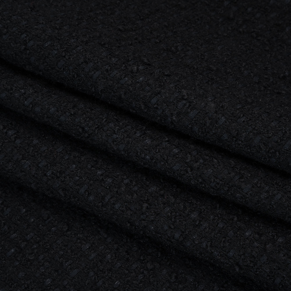 Wool Blend Boucle Tweed - Black - Deadstock