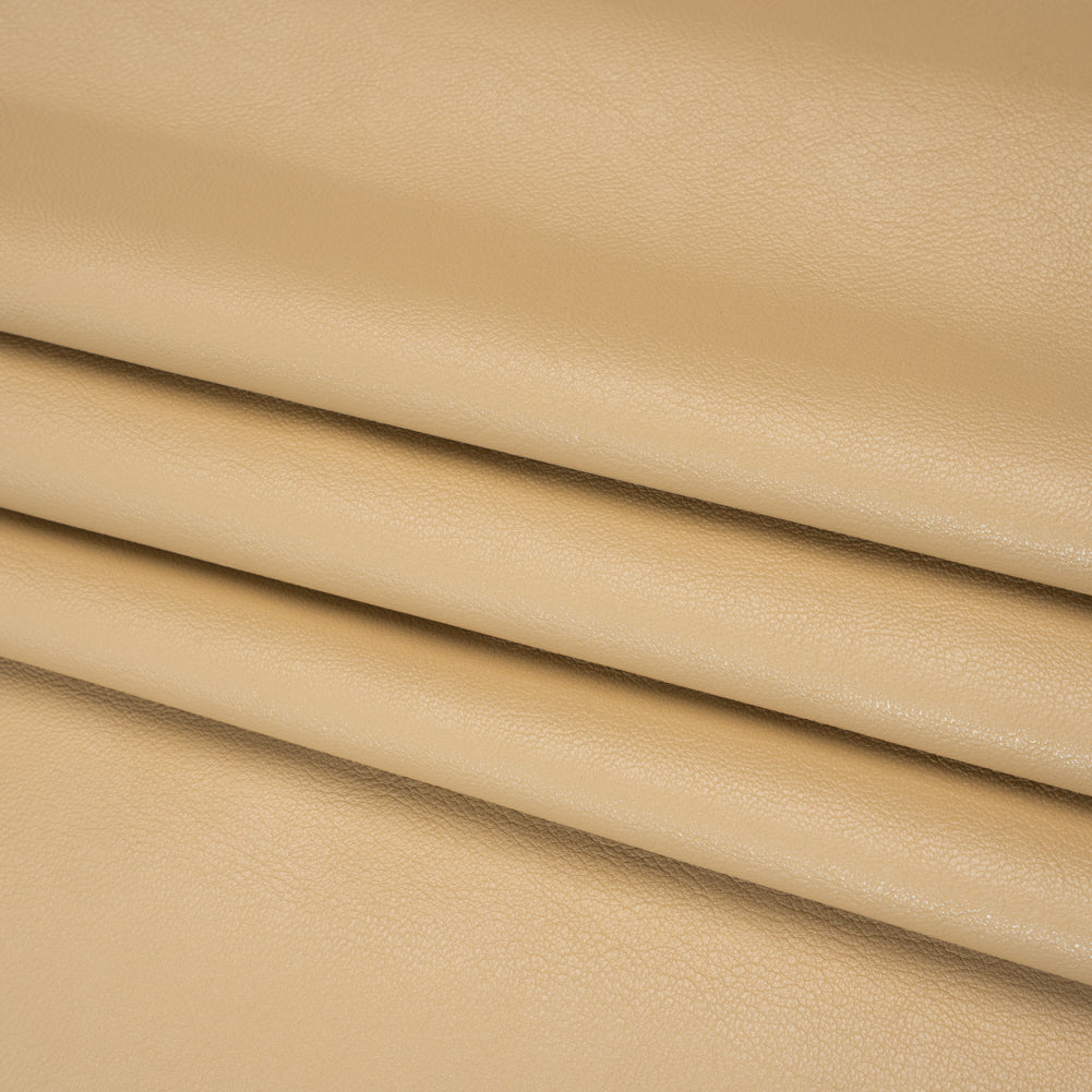 Pebbled Faux Leather with Recycled Polyester Faux Suede Backing - Beige Folded