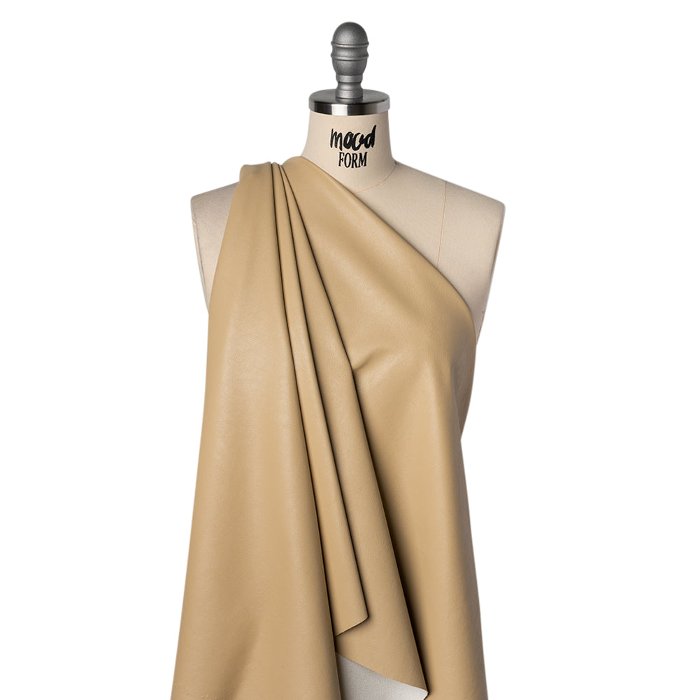 Pebbled Faux Leather with Recycled Polyester Faux Suede Backing - Beige Drape