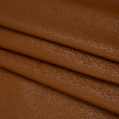 Pebbled Faux Leather with Recycled Polyester Faux Suede Backing - Warm Brown Folded