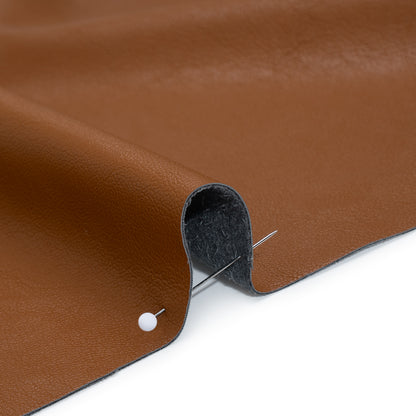 Pebbled Faux Leather with Recycled Polyester Faux Suede Backing - Warm Brown Detail